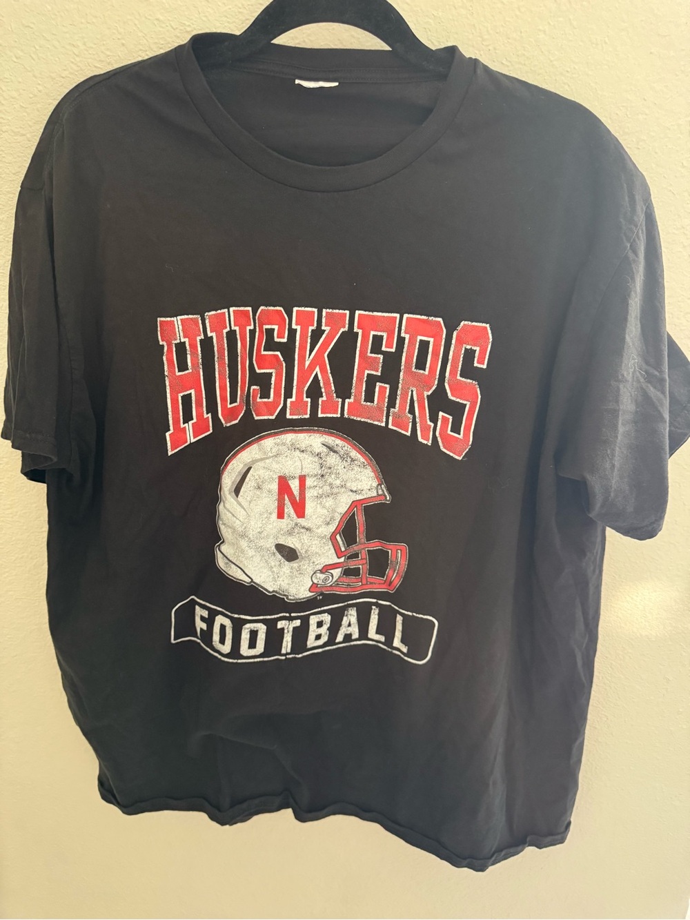 Huskers Black Football T-Shirt